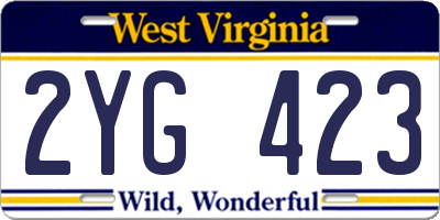 WV license plate 2YG423