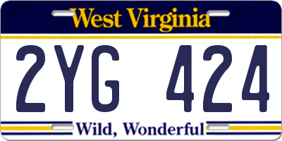 WV license plate 2YG424