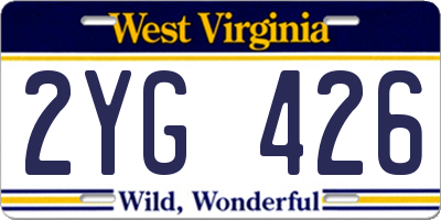 WV license plate 2YG426