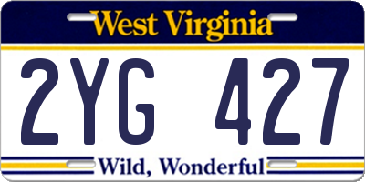 WV license plate 2YG427