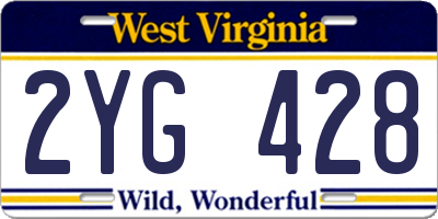 WV license plate 2YG428