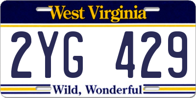 WV license plate 2YG429