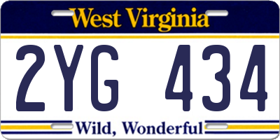 WV license plate 2YG434