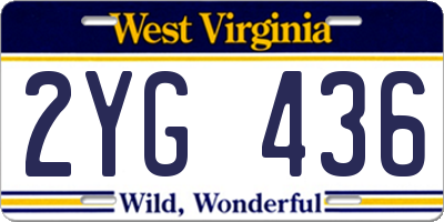 WV license plate 2YG436