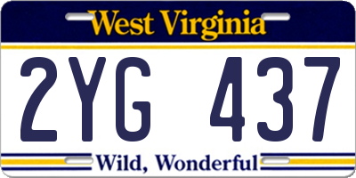 WV license plate 2YG437