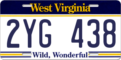 WV license plate 2YG438