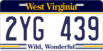 WV license plate 2YG439