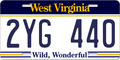 WV license plate 2YG440