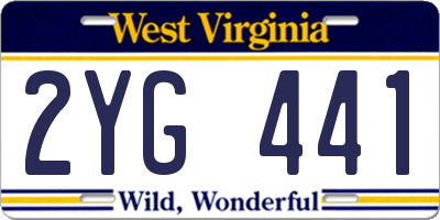 WV license plate 2YG441