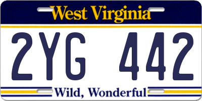 WV license plate 2YG442