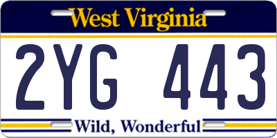 WV license plate 2YG443