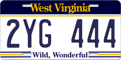 WV license plate 2YG444