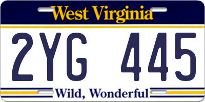 WV license plate 2YG445