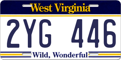WV license plate 2YG446