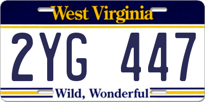 WV license plate 2YG447