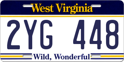 WV license plate 2YG448