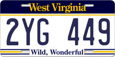 WV license plate 2YG449