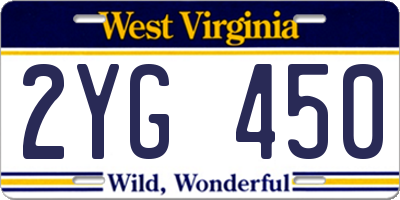 WV license plate 2YG450