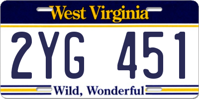 WV license plate 2YG451