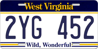 WV license plate 2YG452