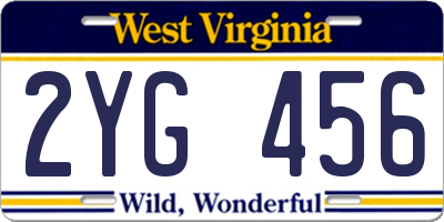 WV license plate 2YG456