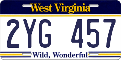 WV license plate 2YG457