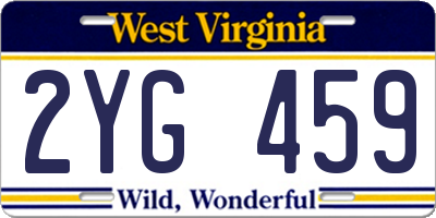 WV license plate 2YG459