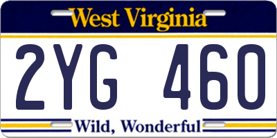WV license plate 2YG460