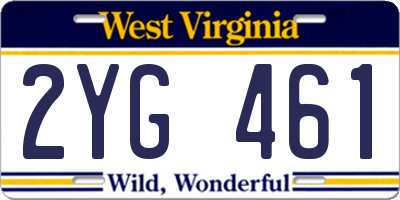 WV license plate 2YG461