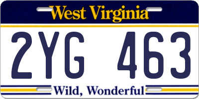 WV license plate 2YG463