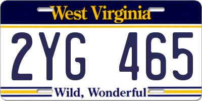 WV license plate 2YG465
