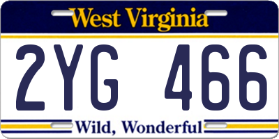 WV license plate 2YG466
