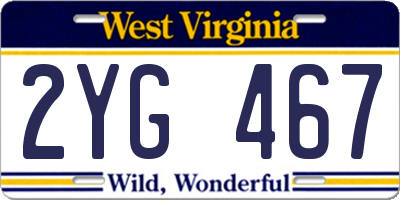 WV license plate 2YG467