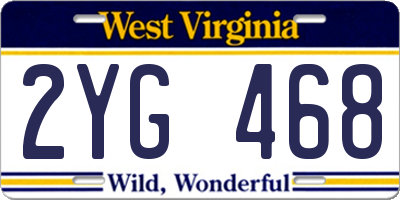 WV license plate 2YG468