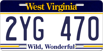 WV license plate 2YG470