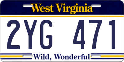 WV license plate 2YG471