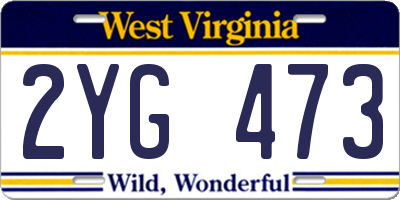 WV license plate 2YG473