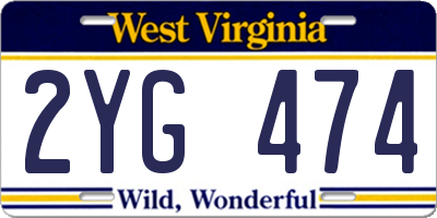 WV license plate 2YG474