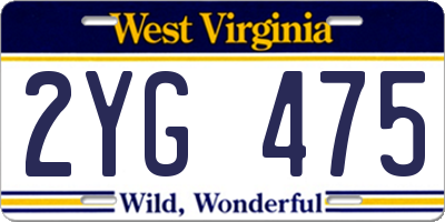 WV license plate 2YG475