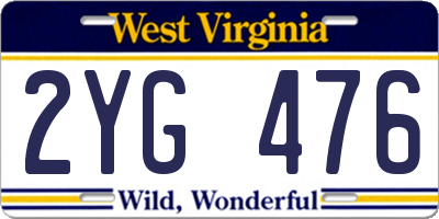 WV license plate 2YG476