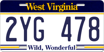 WV license plate 2YG478