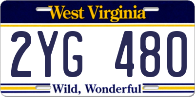 WV license plate 2YG480