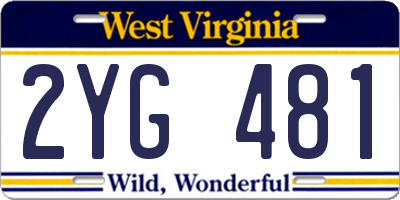 WV license plate 2YG481