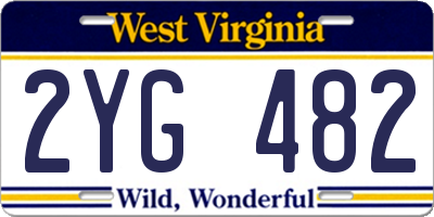 WV license plate 2YG482