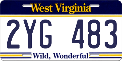 WV license plate 2YG483