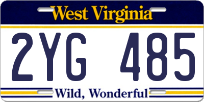 WV license plate 2YG485