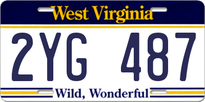WV license plate 2YG487