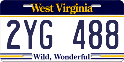 WV license plate 2YG488