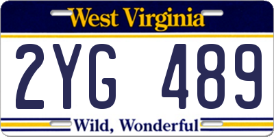 WV license plate 2YG489