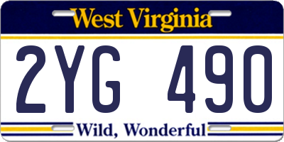 WV license plate 2YG490